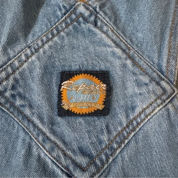 Vintage 80s 90s Repair Jeans Girl’s Embroidered Bear Jean Overalls